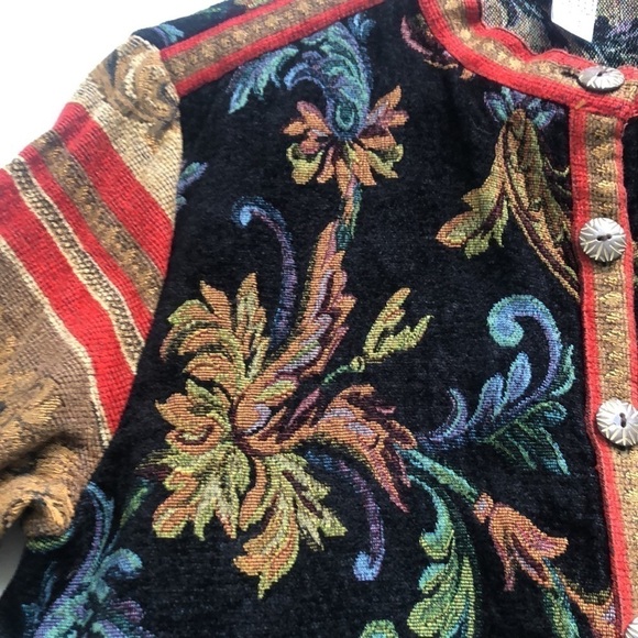 Sag Harbor Vintage Style Jacquard Pattern Collarless Jacket Coat Size 16 - Picture 9 of 14